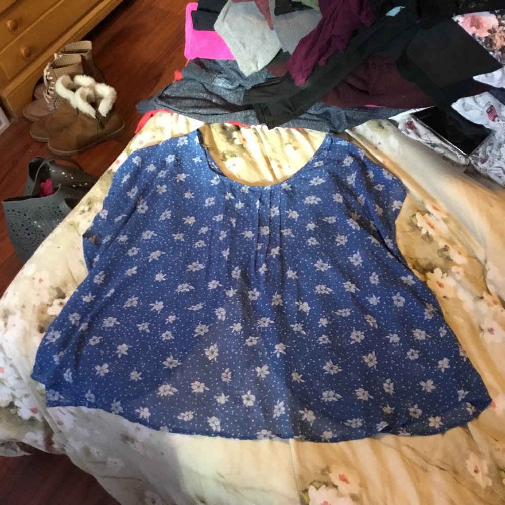Blue with flowers blouse